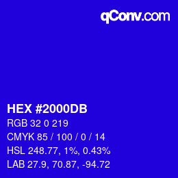 颜色代码: HEX #2000DB | qconv.com