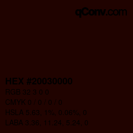 Farbcode: HEX #20030000 | qconv.com