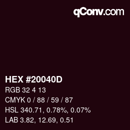 颜色代码: HEX #20040D | qconv.com