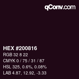 颜色代码: HEX #200816 | qconv.com