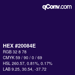 カラーコード: HEX #20084E | qconv.com