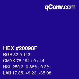 カラーコード: HEX #20098F | qconv.com