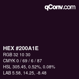 Color code: HEX #200A1E | qconv.com