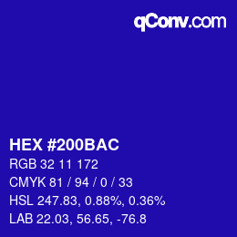 カラーコード: HEX #200BAC | qconv.com