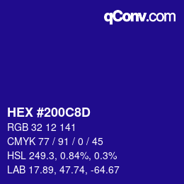 Color code: HEX #200C8D | qconv.com