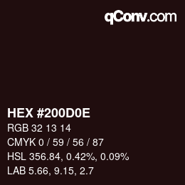 Color code: HEX #200D0E | qconv.com