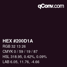 Color code: HEX #200D1A | qconv.com