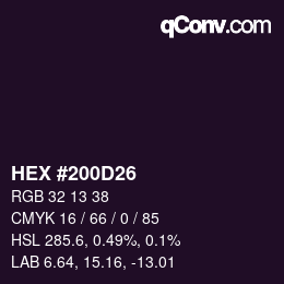 颜色代码: HEX #200D26 | qconv.com
