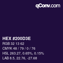 Color code: HEX #200D3E | qconv.com