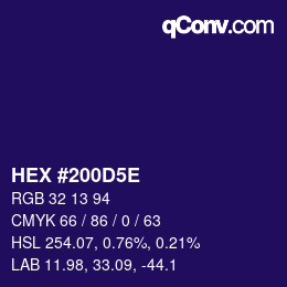 Color code: HEX #200D5E | qconv.com