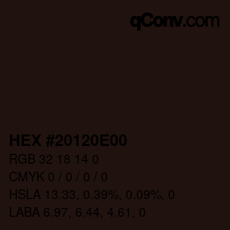 Color code: HEX #20120E00 | qconv.com
