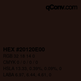 Código de color: HEX #20120E00 | qconv.com