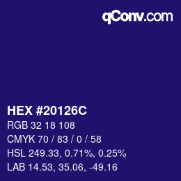 カラーコード: HEX #20126C | qconv.com