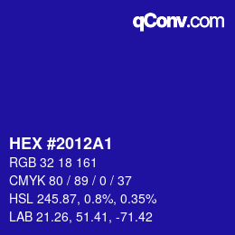 カラーコード: HEX #2012A1 | qconv.com