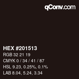 Color code: HEX #201513 | qconv.com