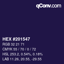 カラーコード: HEX #201547 | qconv.com