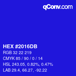 Color code: HEX #2016DB | qconv.com