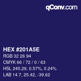 Color code: HEX #201A5E | qconv.com