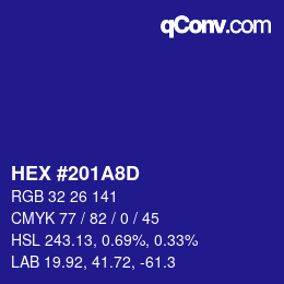 Código de color: HEX #201A8D | qconv.com