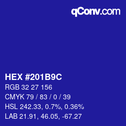 Color code: HEX #201B9C | qconv.com