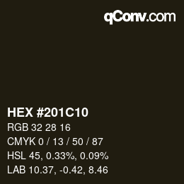 Color code: HEX #201C10 | qconv.com