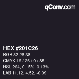 Color code: HEX #201C26 | qconv.com
