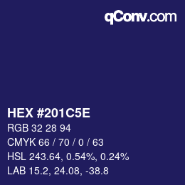 カラーコード: HEX #201C5E | qconv.com