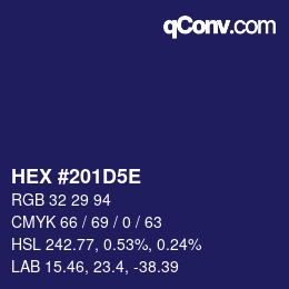 颜色代码: HEX #201D5E | qconv.com