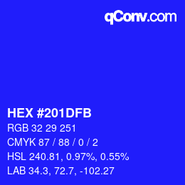 Color code: HEX #201DFB | qconv.com