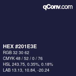 Color code: HEX #201E3E | qconv.com
