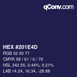 Color code: HEX #201E4D | qconv.com