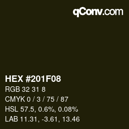 Color code: HEX #201F08 | qconv.com