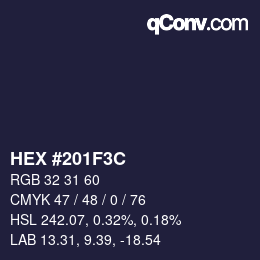 颜色代码: HEX #201F3C | qconv.com