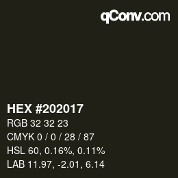 Color code: HEX #202017 | qconv.com