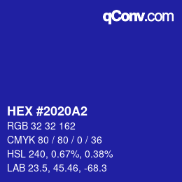 カラーコード: HEX #2020A2 | qconv.com