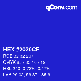 カラーコード: HEX #2020CF | qconv.com