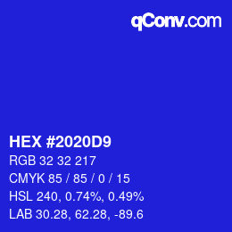カラーコード: HEX #2020D9 | qconv.com