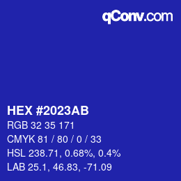 Color code: HEX #2023AB | qconv.com