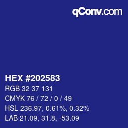 颜色代码: HEX #202583 | qconv.com