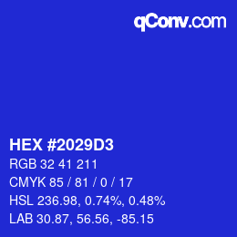 カラーコード: HEX #2029D3 | qconv.com