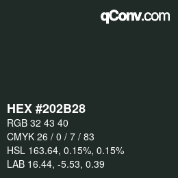 Color code: HEX #202B28 | qconv.com