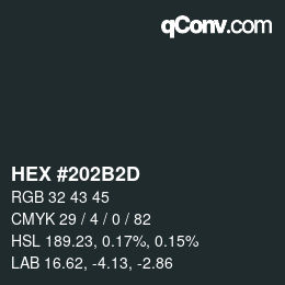 颜色代码: HEX #202B2D | qconv.com
