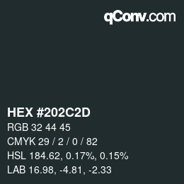 颜色代码: HEX #202C2D | qconv.com