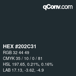 Color code: HEX #202C31 | qconv.com