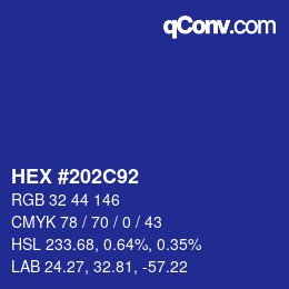 カラーコード: HEX #202C92 | qconv.com