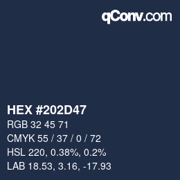 Farbcode: HEX #202D47 | qconv.com