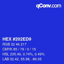 カラーコード: HEX #202ED9 | qconv.com
