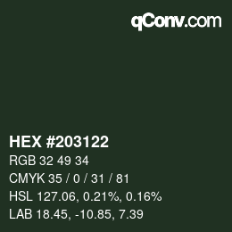 Color code: HEX #203122 | qconv.com