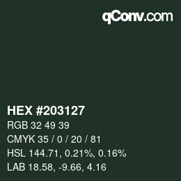 Color code: HEX #203127 | qconv.com