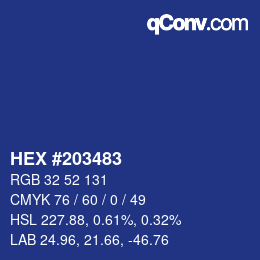 颜色代码: HEX #203483 | qconv.com